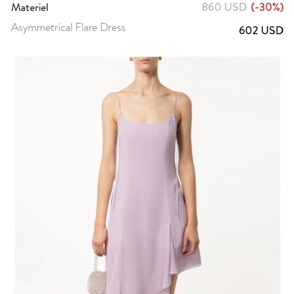 NWOT MATERIEL TBILISI Sz 10 Silk Asymmetrical Flare Slip Dress In Lilac Lavender - Picture 11 of 11